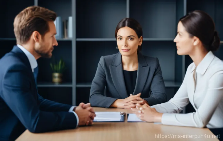 국제통역사 업무 능력 향상 팁 - **Prompt:** A male interpreter in his 40s, wearing a crisp shirt and tie, is seated at a well-lit de...