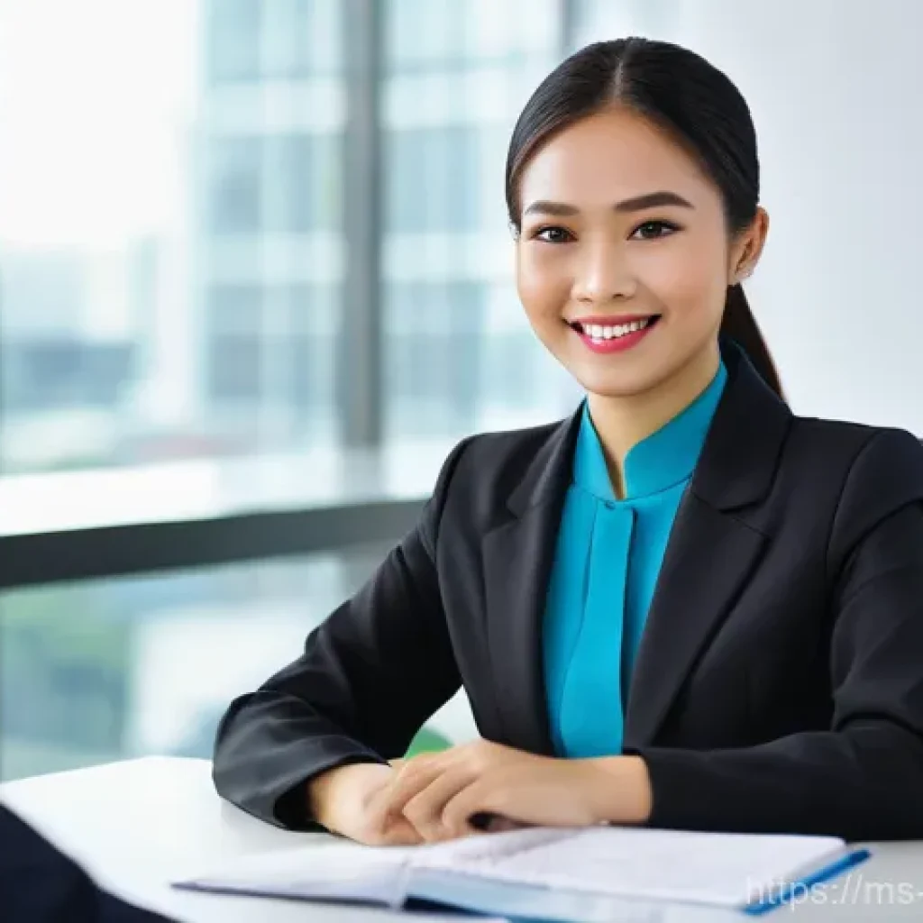 통역사 인터뷰 준비법 - **Prompt:** A confident and professionally dressed young Malaysian woman, wearing a modest blouse an...