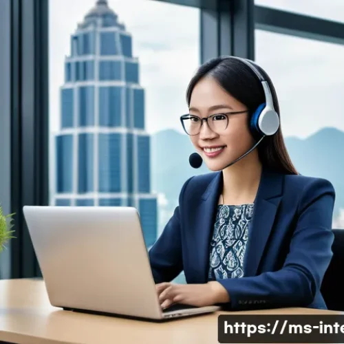 국제통역사 채용 동향 - A professional multilingual interpreter in a modern corporate office in Kuala Lumpur, Malaysia, wear...